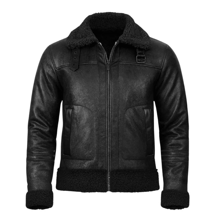 Chaqueta piloto hombre negra con forro de ovejo negro. Un abrigo con estilo y cómodo para el frío. Pídela con envío gratis a toda Colombia.