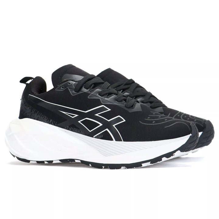 Zapatillas de correr negras con entresuela de espuma reactiva para amortiguación superior, parte superior ligera y transpirable, suela antideslizante y diseño ergonómico de confort diario