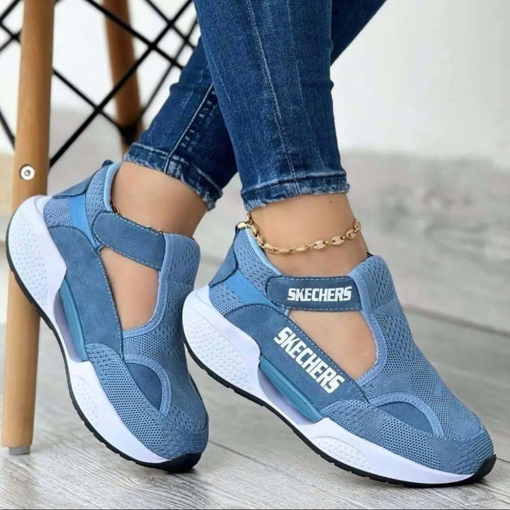 Zapatillas deportivas Vênus para mujer en color azul, diseño transpirable con malla y suela antideslizante, ideales para uso diario con excelente amortiguación y comodidad, perfectas para caminar y actividades casuales, calzado ligero y moderno que ofrece soporte y estilo.